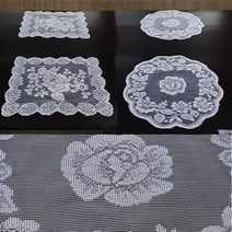 화이트 빈티지 플라워 미니 레이스 테이블매트 식탁 협탁 콘솔 러너 원형 사각