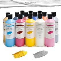 지누아트 아크릴물감 대용량 500ml 전문가용 아크릴물감세트, 스카이블루