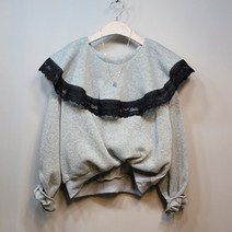 라임브릿지 썸 프릴 카라 레이스 기모 맨투맨