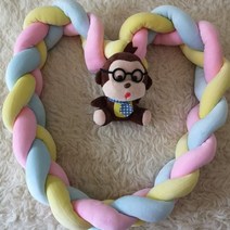 범퍼 침대 패드 아기 가드 토퍼 브레이드 매듭 베개 쿠션 3M/2M/1.5M/1M 유아용 보호용 룸 장식, [30] Pink Yellow Blue 2M