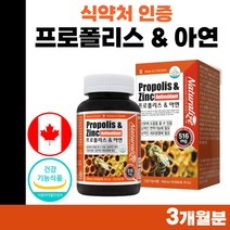 캐나다 직수입 프로포리스 프로폴리스 아연 플라보노이드 17mg 약 3개월분 PROPOLIS 포르폴리스 폴라보노이드 분말 골드 고함량 식약청 인증 아연 고용량 여성 남자 항산화 도움, 90캡슐 x 1개 (3개월분)