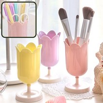 파스텔 튤립 펜꽂이 홀더 화장품꽂이 브러쉬홀더 책상정리 화장대정리, No 03.튤립 펜꽂이 홀더 옐로우