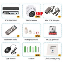 Cctv 보안 카메라 시스템 8mp 4K 비디오 감시 키트 8Ch 가정용 Ai 얼굴 인식 오디오 돔 Ip Poe Nvr 세, 02 8MP 6PCS 8CH NVR_02 1T