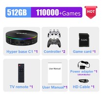 8K 레트로 비디오 게임 콘솔 PS1/PSP/N64/Sega/DC 박스 S905X3 WiFi 셋톱 70 + 에뮬레이터 컨트롤러 11000, 04 C1-512G-2xController_02 AU