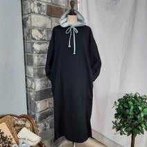 상상그이상 여성용 국내제작 배색 후드 기모 원피스