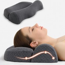 덕수샵 목이 편한 고밀도 메모리폼 3D 입체 배게 패브릭 꿀잠 원룸 자취 신혼부부 효도선물, 다크 그레이