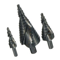 HSS-티타늄 질화물 코팅 콘 나선형 스텝 드릴 비트 키트 금속 홀 커터 전동 공구 4-12 20 32mm 3 개 세트