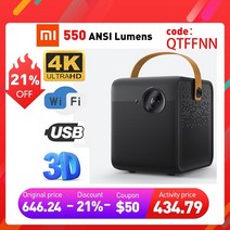 미니 프로젝터 홈시어터 홈시네마 가정용 캠핑장 샤오미 Fengmi M055FCN DMD 3D 550ANSI 2GB 16GB WIFI BT Prejector 100-240V, CN