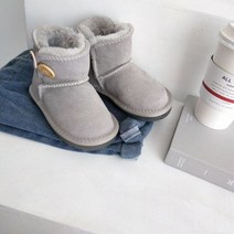 스노우보드신발 보드부츠 스노우보드부츠 스노우보드화 스노우부츠 남녀 소가죽 멀티 빅 면 기모 원버튼 면화 2022 겨울 베이비 슬립온 스노부츠, 연회색