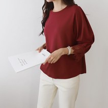 [아이엠수] 소매 레이스 티셔츠