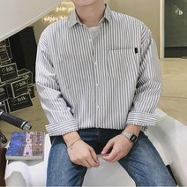 레이지옴므 남자 체크 남방 오버핏 스트라이프 셔츠 커플룩