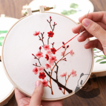 CHINA 해외DIY 자수클래스 집콕취미 동양자수 프랑스자수기초, 연꽃 도안세트, 1개