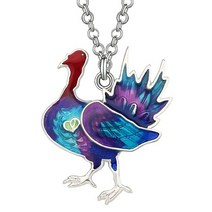 WEVENI 에나멜 합금 추수감사절 칠면조 목걸이 닭 펜던트 참 패션 주얼리 선물 여성용 여아용 에나멜 원석 없음. 가성비 추천 미국직구, Purple