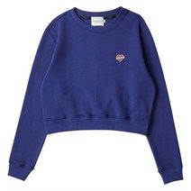 비욘드클로젯 노맨틱 베이직 와펜 여성 스웨트 셔츠 블루