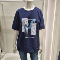 올리비아로렌 [백화점 인기상품] 캐주얼 무드로 데일리 착장하기 좋은 앞뒤 배색 & 밑단 스트링 라운드넥 티셔츠 VOBASXM5496