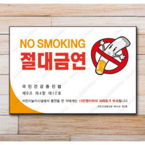 금연구역 흡연금지 표지판 금연안내판 확장형 공공장소 건물 노스모킹 푯말 팻말 경고, UV인쇄 300x200 샘플디자인