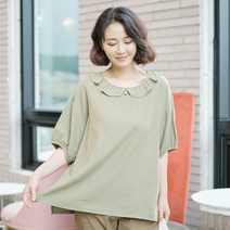 조이마담 T50987 진주 프릴카라 린넨 블라우스