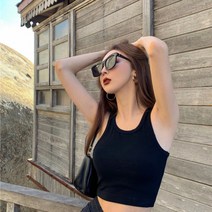 크롭 망고나시 골지 레이어드