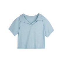 스웨터 카라 반소매 티셔츠