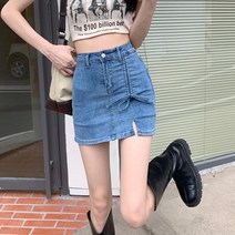 분할 레이스 업 데님 스커트 여성 2022 새로운 여름 높은 허리 스커트 a 자형 스커트