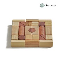 [숲소리] 블럭-천연블럭33P 원목 장난감 아기 교구 선물 36개월이상, 1) 단품