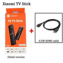 글로벌 버전 xiaomi tv 스틱 안드로이드 9.0 hdmi 호환 스트리밍 미디어, 원래 EU 플러그, HDMI 케이블 1개 추가