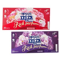 온마음샵 피죤 에어시트 20매 2개 스타일러 에어드레서 의류청정기용 향기시트, 각1개씩 2개