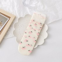 크로스핏양말 두툼한런닝양말 러닝양말 여름 여자 여자 얇은 투명 크리스탈 실크 딸기 복숭아 아보카도 패턴 프릴 튜브