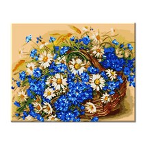 모모픽스페인팅 명화그리기 40X50cm 파란 패랭이꽃 물감2배