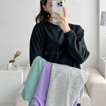[바보사랑] 여자 가을 라운드 긴팔티 밴딩 일자 코디 세트[옷자락]
