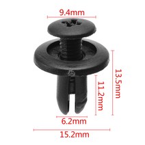6mm CO5 자동차 플라스틱 리벳 클립 리테이너 키트 펜더 범퍼 패스너 범용 검정색 100 개, 한개옵션0