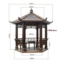 휴게 공간 시골 정자 야외 사각 원두막 만들기 조립식 공원 파고라 마을 그늘 쉼터, 테이블O/대형