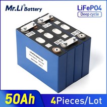 인산철 배터리 리튬 셀 3.2V 50Ah lifepo4 DIY 12V 등급 골프 카트 요트 태양광 용 충전식 팩 4 개입 156445, 4PCS