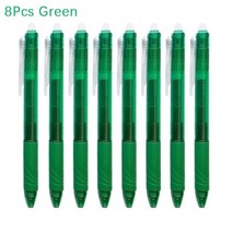 볼펜지우개 지워지는 비밀펜 수정테이프 8 개대 지울 수있는 젤 펜 총알 팁 프레스 유형 대용량 리필 막대 색 쓰기 그림 세척 가능한 핸들, 8Pcs green pen