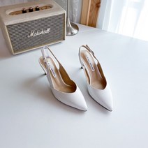 국내제작 스틸레토 베이직 브이컷 스트랩 미들 슬링백 힐(7cM)