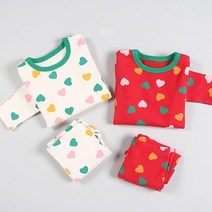 콩알옹알 하트 트리 도톰실내복 1세-7세 아기 유아 아동 면 가을 겨울 내복 잠옷 내의