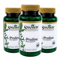 스완슨 L-프롤린 500mg 캡슐, 100개입, 3개
