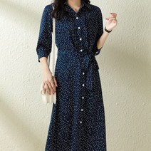 요모조모 1796 싱글 버튼 도트 원피스