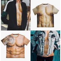 재밌는 파티 공연 촬영 근육 헬스 반팔 티셔츠 엑스라지 XL 맨몸/ 타투 특별한 선물 킹받는선물 근육 헬스 티셔츠
