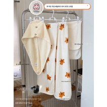 목욕 타월형 가운 랩타올 흡수속건 큐티샤스커트 여 목욕대수건 쓰리피스, 세조각세트/타올*곰스타일+드라이헤어캡+타월