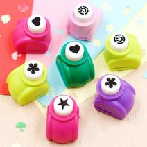 모양펀치 펀칭기 하트 꽃 스마일 별 미니 펀칭기 세트, (하트+꽃+스마일+별)