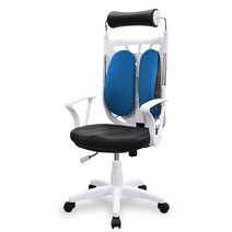체어빌 챔프500 화이트 사무용의자 인조가죽, 블루