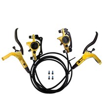 유압 디스크 브레이크 세트 교체 범용 자전거 부품 사이클링 액세서리 휠 정지 제동 키트, Golden, ,Left and Rid Side