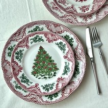 영국 존슨브라더스 존슨브로스 크리스마스 트리 접시, I 8인시 산타사각 C