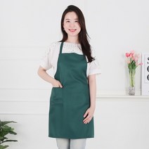 클린유니폼 공방 주방 식당 서빙 카페 방수 서빙용 단체 행사 기본 미용실 민자 앞치마 목걸이형 7컬러, 그린, 1개