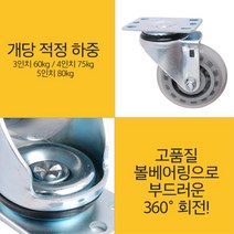 360도회전 고탄성 적은소음 카트 대차 우레탄바퀴 대차바퀴 산업용캐리어바퀴 추천, 5인치 투명