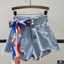 가바바 여성 청반바지 허리 스카프 포인트 여름 데님반바지 G46904