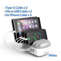 가성비ORICO USB 충전기 스테이션 도크 킨들 호환 샤오미 스마트폰용 데스크탑 7 포트 70W 5V2, UK Plug, White with Cable, 01 White with Cable_01Plug
