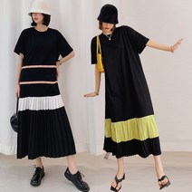 여름롱원피스 빅사이즈 롱티 캐쥬얼 오버핏 박시 루즈핏 임산부 플리츠 원피스