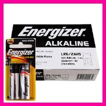 에너자이저 AA 알카라인 건전지 40알(2개 카드포장 20개입) LR6, 1개, 20개(2개 카드포장)